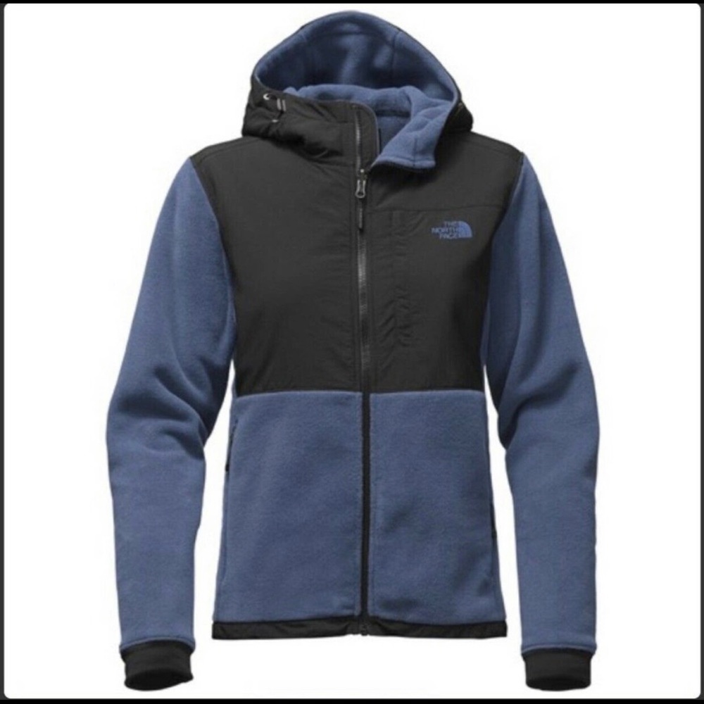 The North Face Denali 2 Hooded Jacket Navy Black Warm Womens Size Medium M